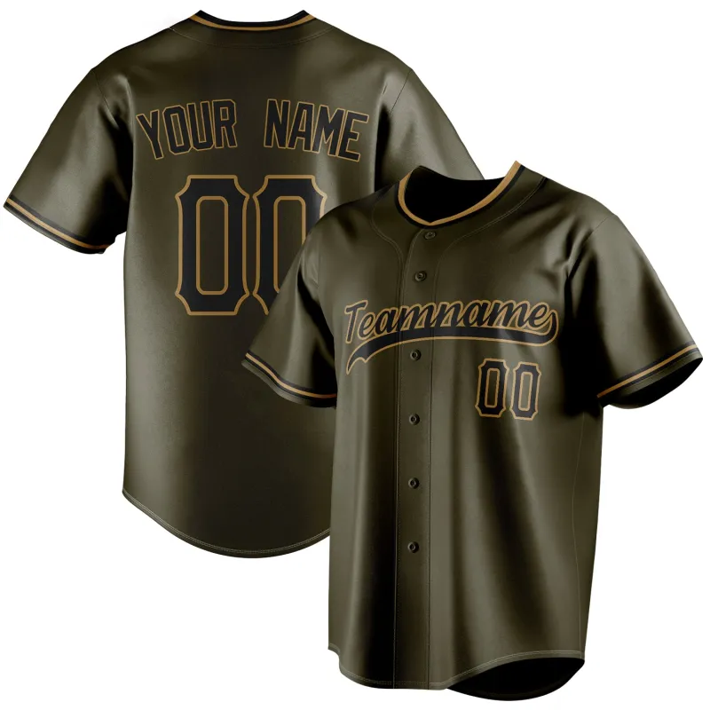 Custom Olive & Black Color Fan Baseball Jersey sold by Tailorly