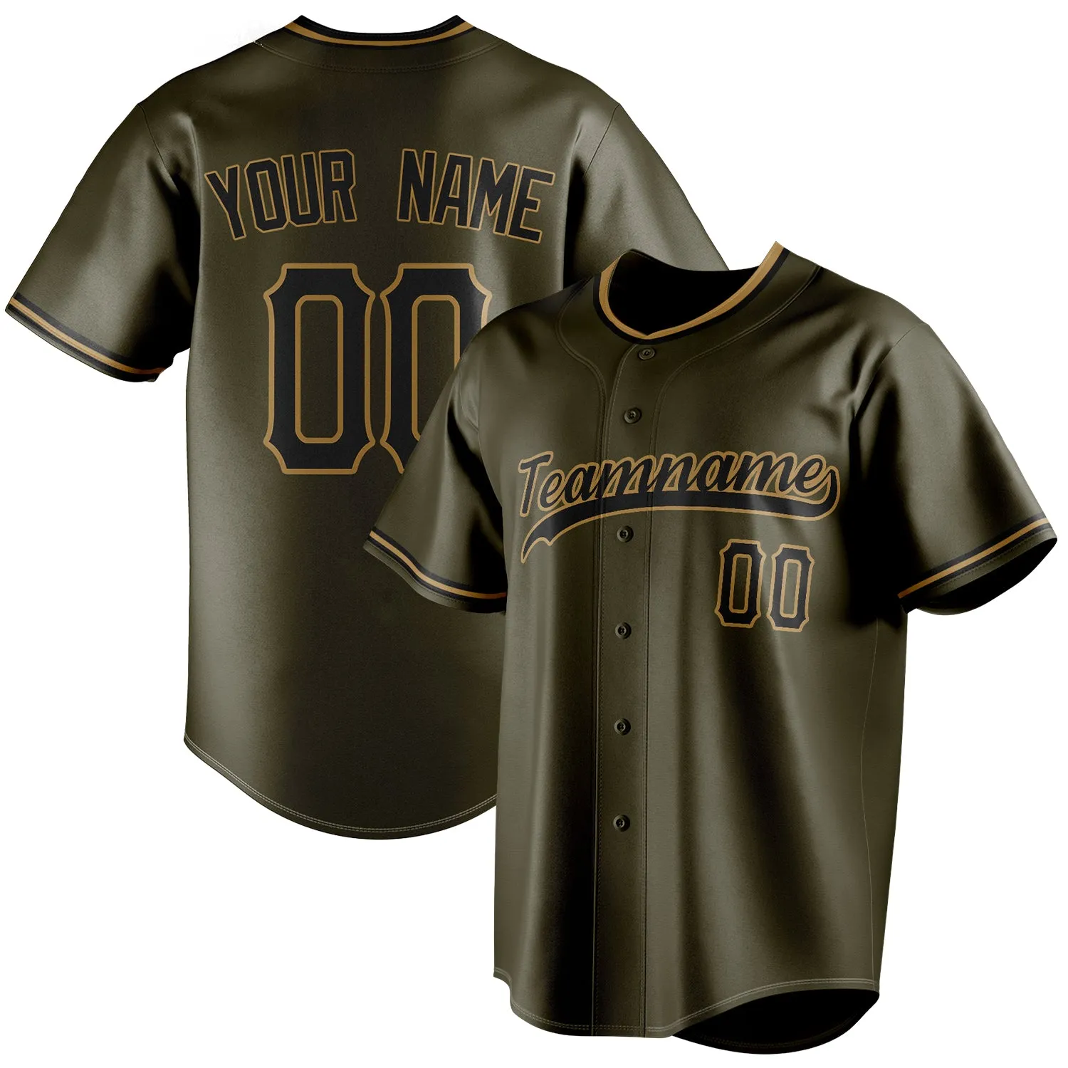 Custom Olive & Black Color Fan Baseball Jersey sold by Tailorly