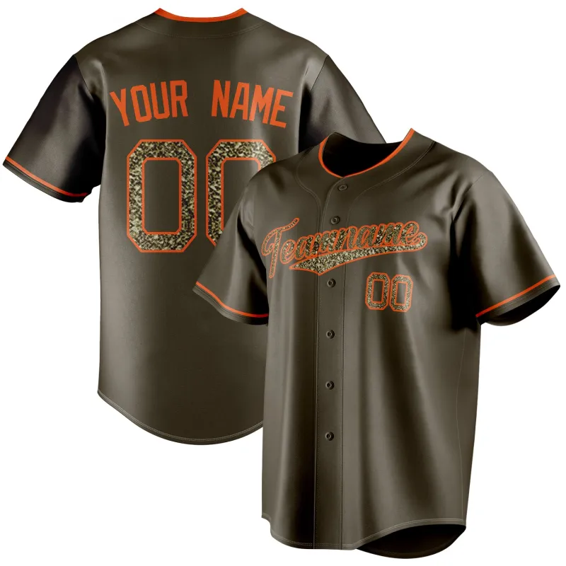 Custom Olive & Camo Color Fan Baseball Jersey sold by Tailorly