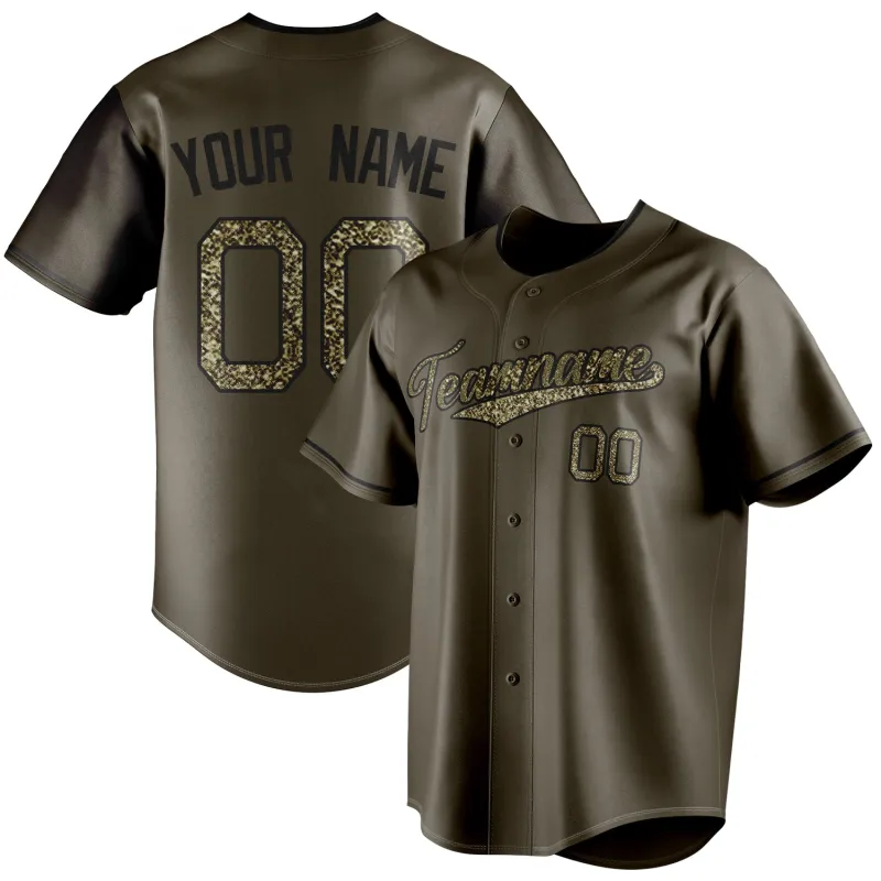 Custom Olive & Camo Color Fan Baseball Jersey sold by Tailorly