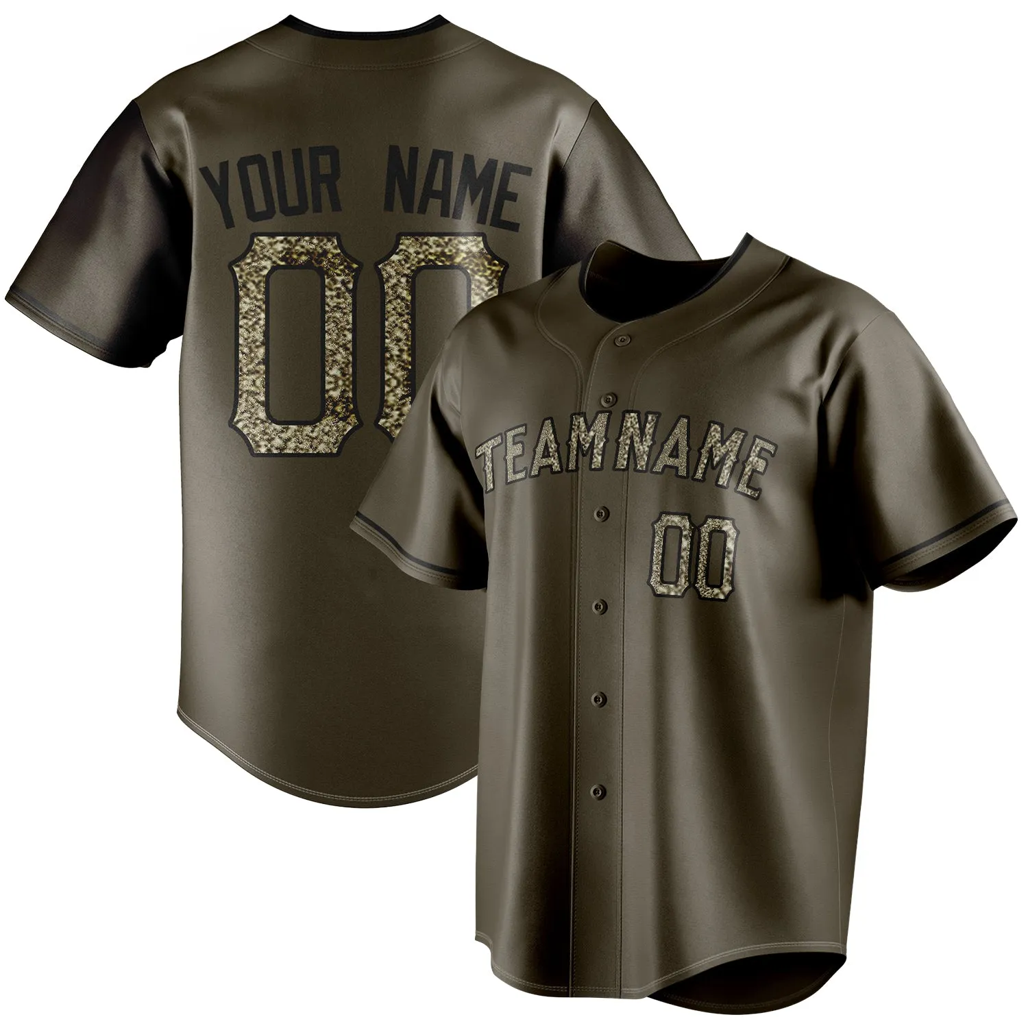 Custom Olive & Camo Color Fan Baseball Jersey sold by Tailorly