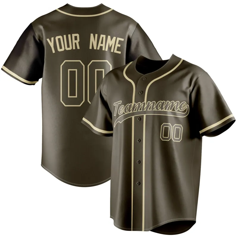 Custom Olive & Cream Color Fan Baseball Jersey sold by Tailorly
