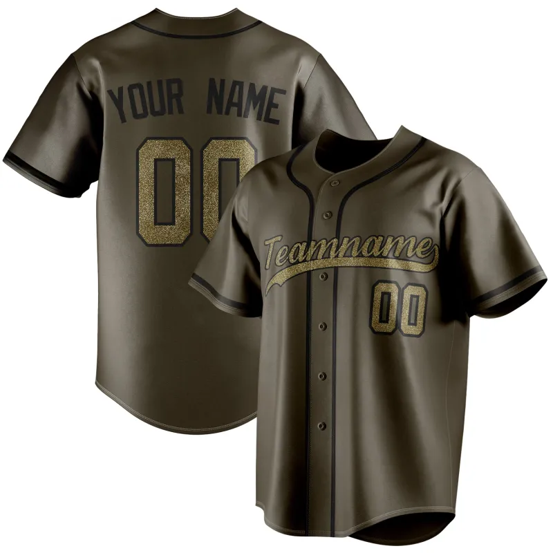 Custom Olive & Camo Color Fan Baseball Jersey sold by Tailorly