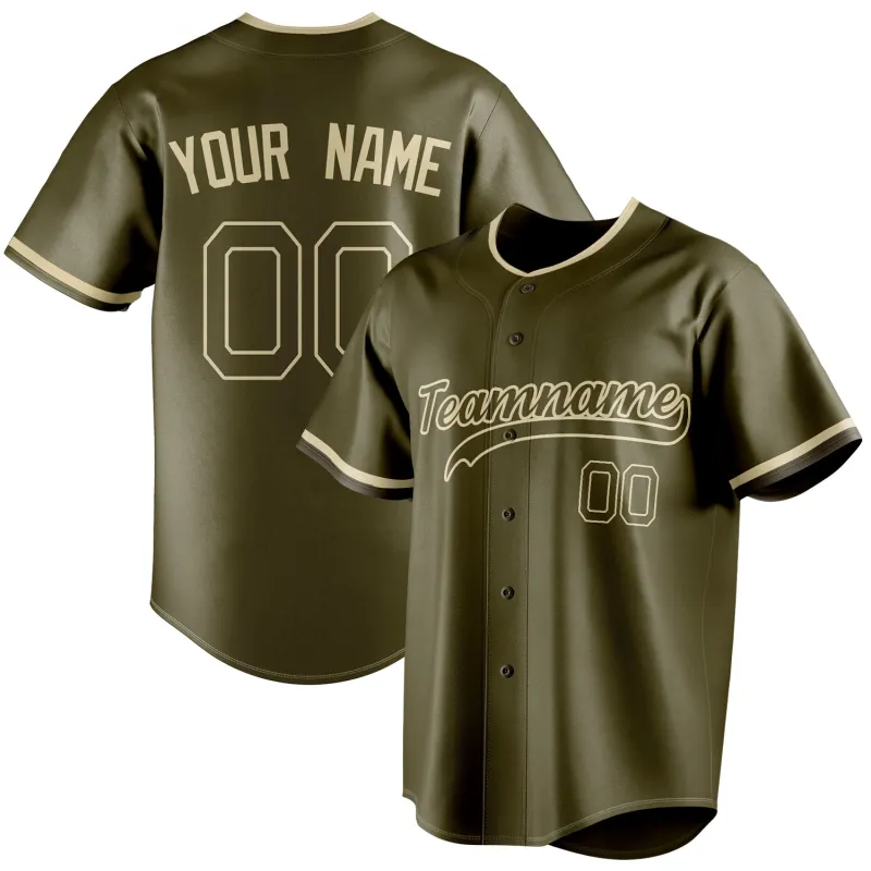 Custom Olive & Cream Color Fan Baseball Jersey sold by Tailorly