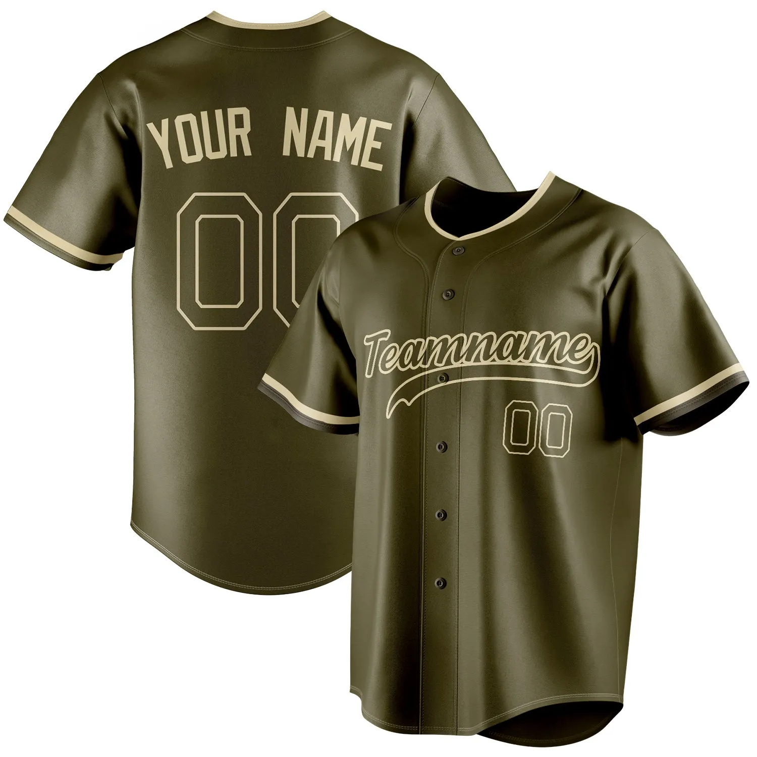 Custom Olive & Cream Color Fan Baseball Jersey sold by Tailorly