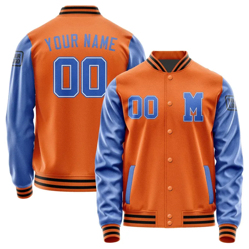 Custom Orange Sky Blue Jacket sold by Tailorly