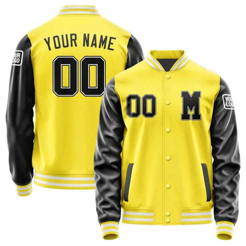 Custom Light Yellow Black Jacket sold by Tailorly