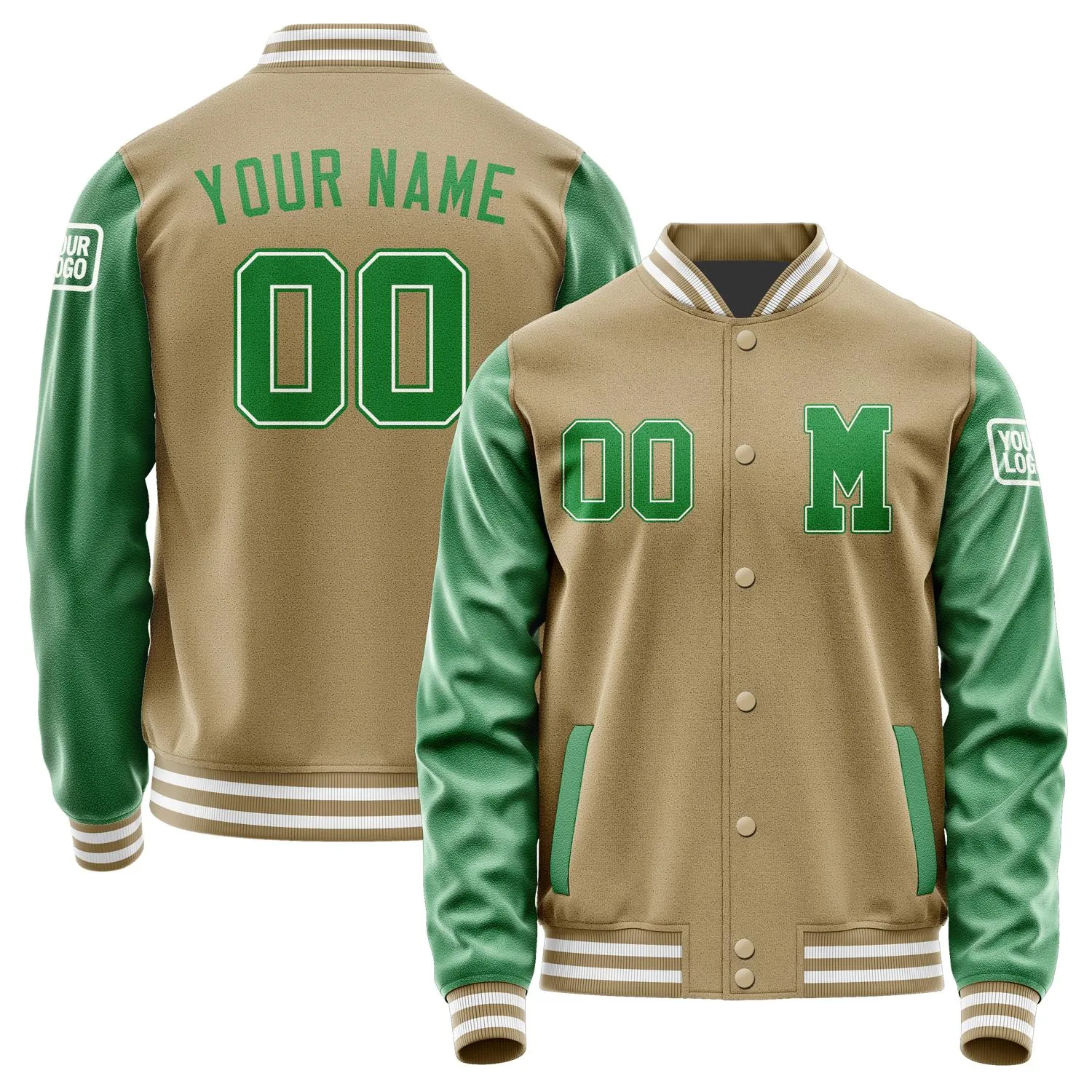 Custom Light Khaki Emerald Green Jacket sold by Tailorly