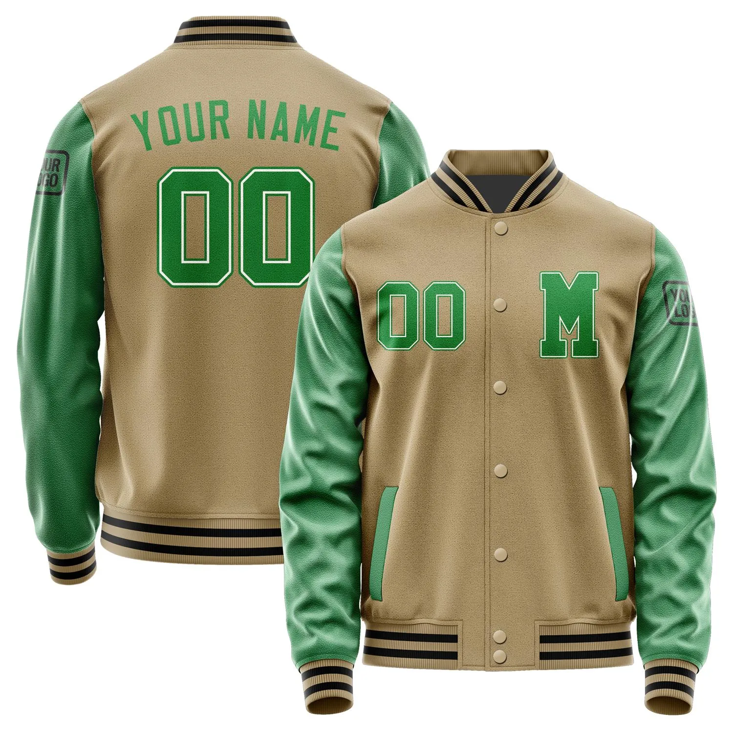 Custom Light Khaki Emerald Green Jacket sold by Tailorly