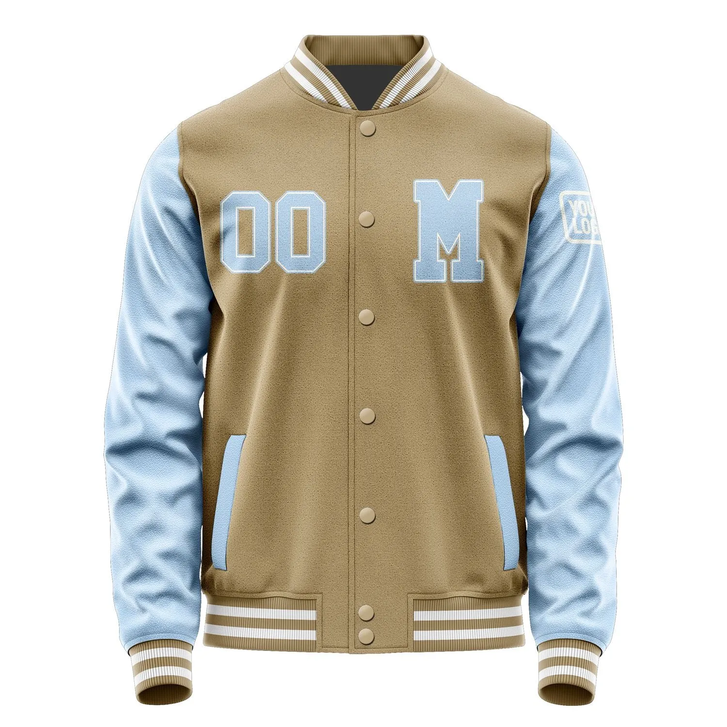 Custom Light Khaki Light Blue Jacket sold by Tailorly product image thumbnail 4
