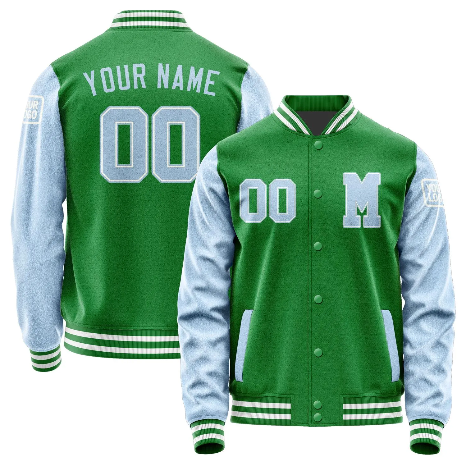 Custom Emerald Green Light Blue Jacket sold by Tailorly