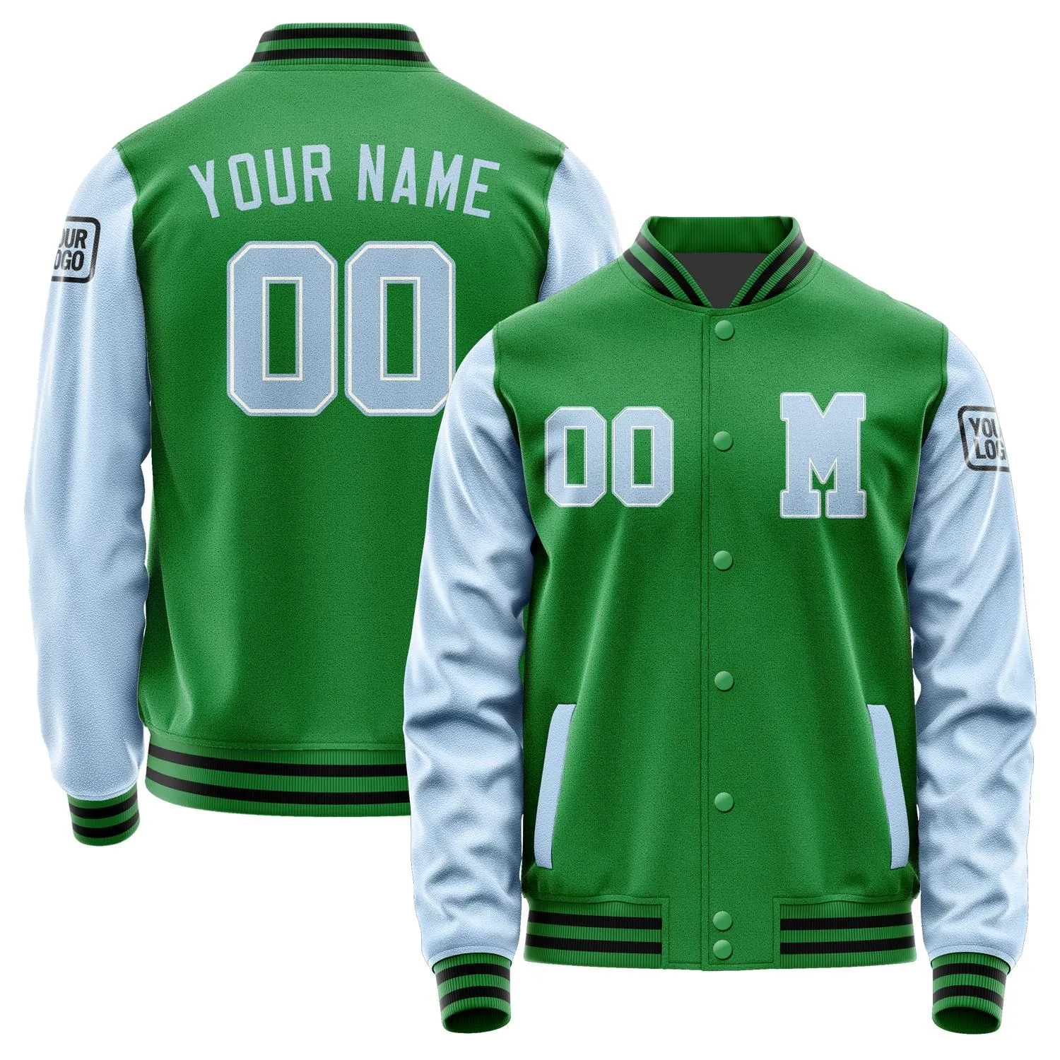Custom Emerald Green Light Blue Jacket sold by Tailorly