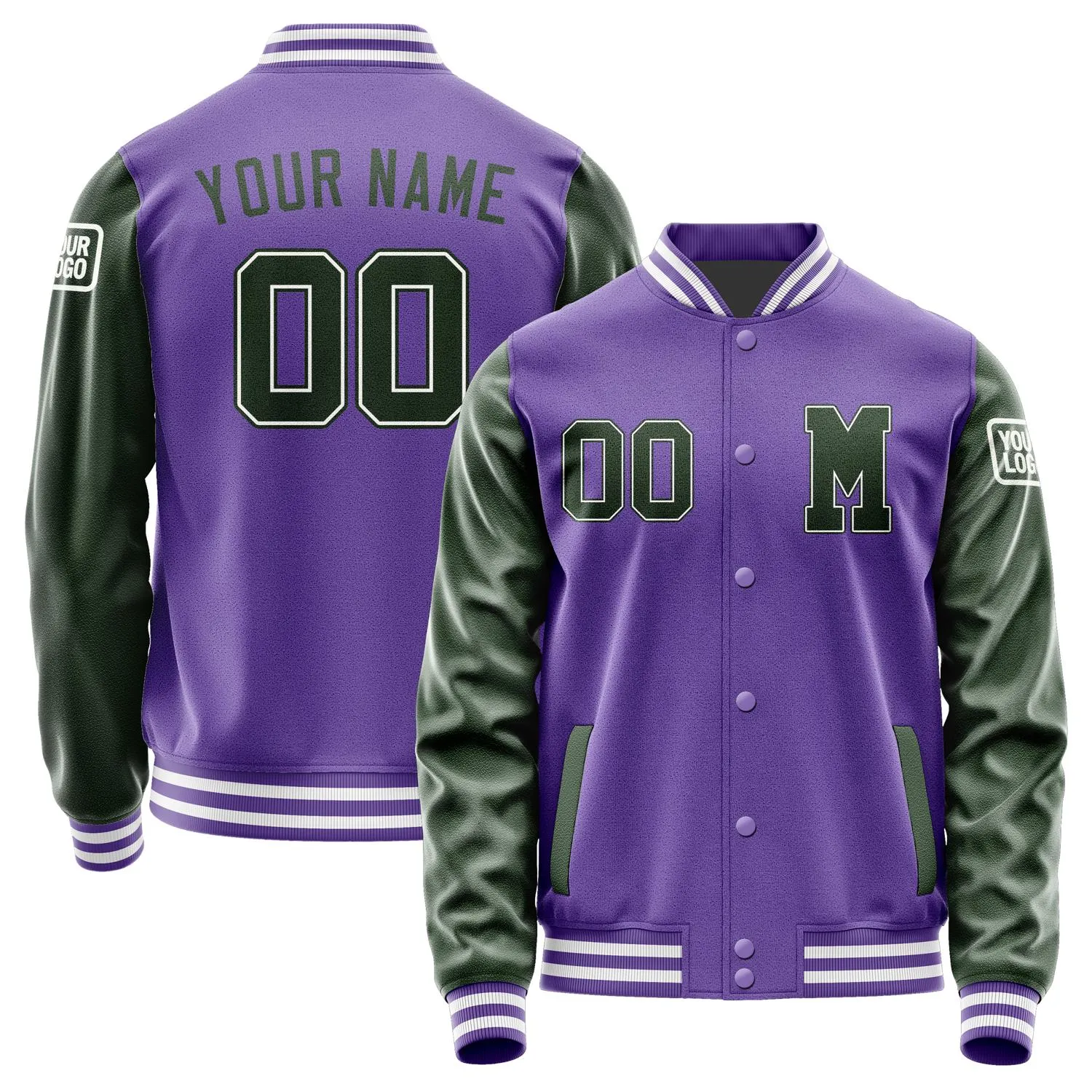 Custom Light Purple Dark Green Jacket sold by Tailorly