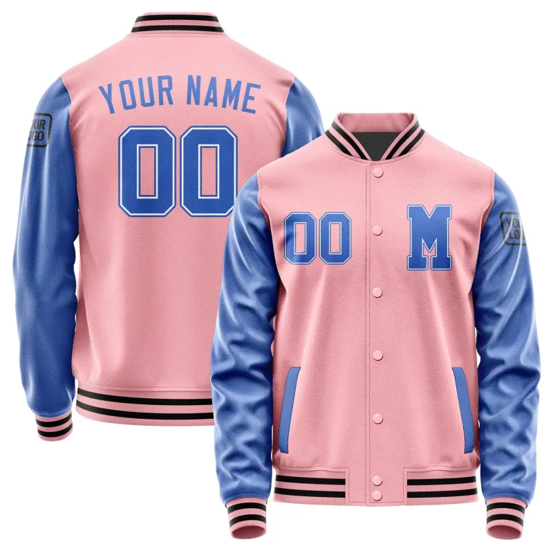 Custom Light Pink Sky Blue Jacket sold by Tailorly