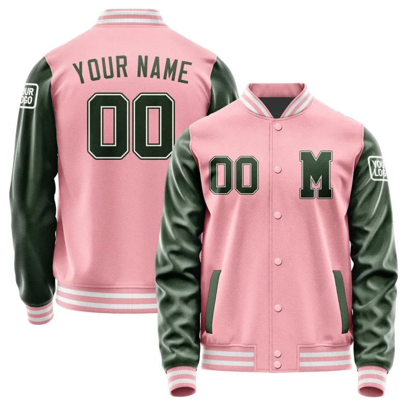 Custom Light Pink Dark Green Jacket sold by Tailorly