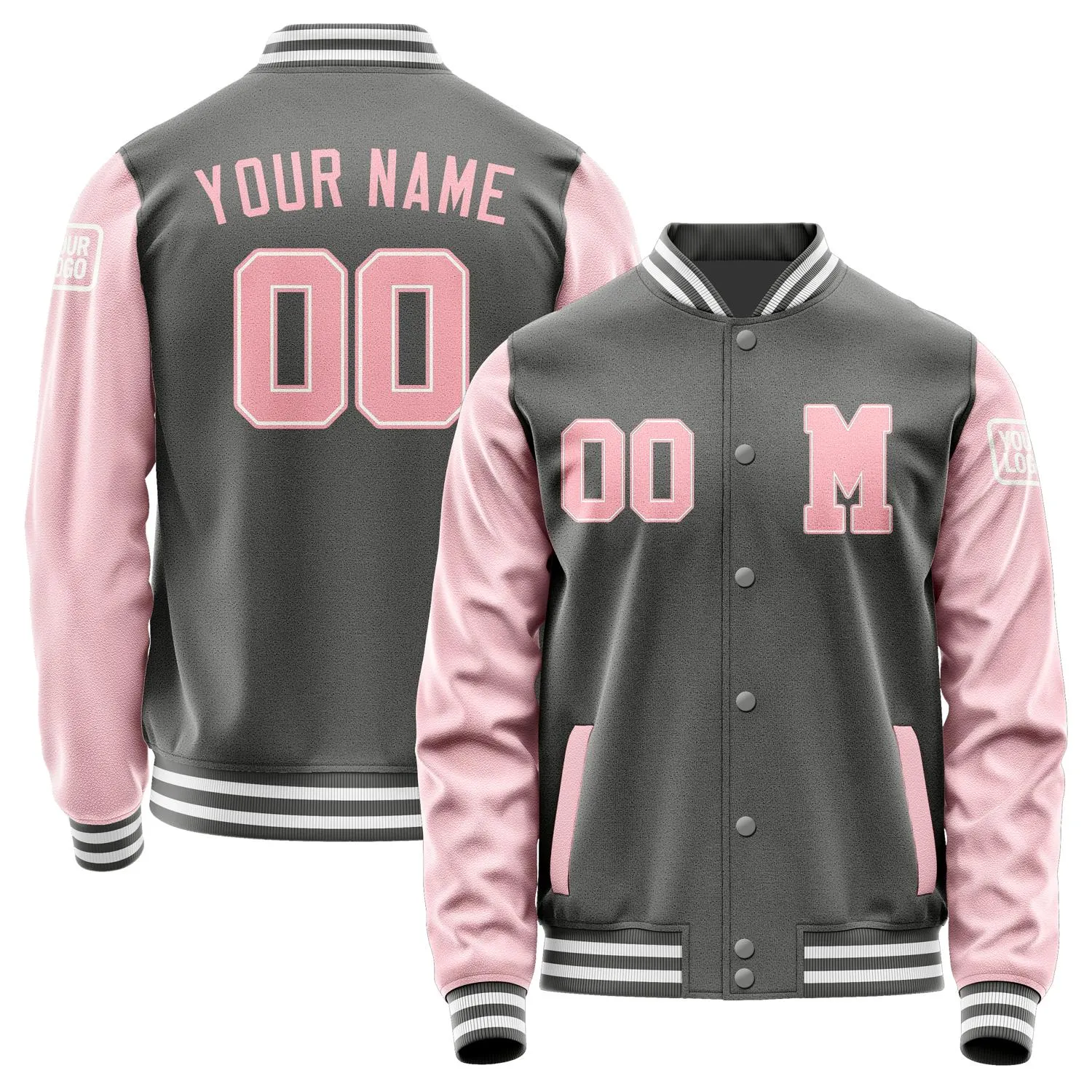 Custom Dark Grey Light Pink Jacket sold by Tailorly