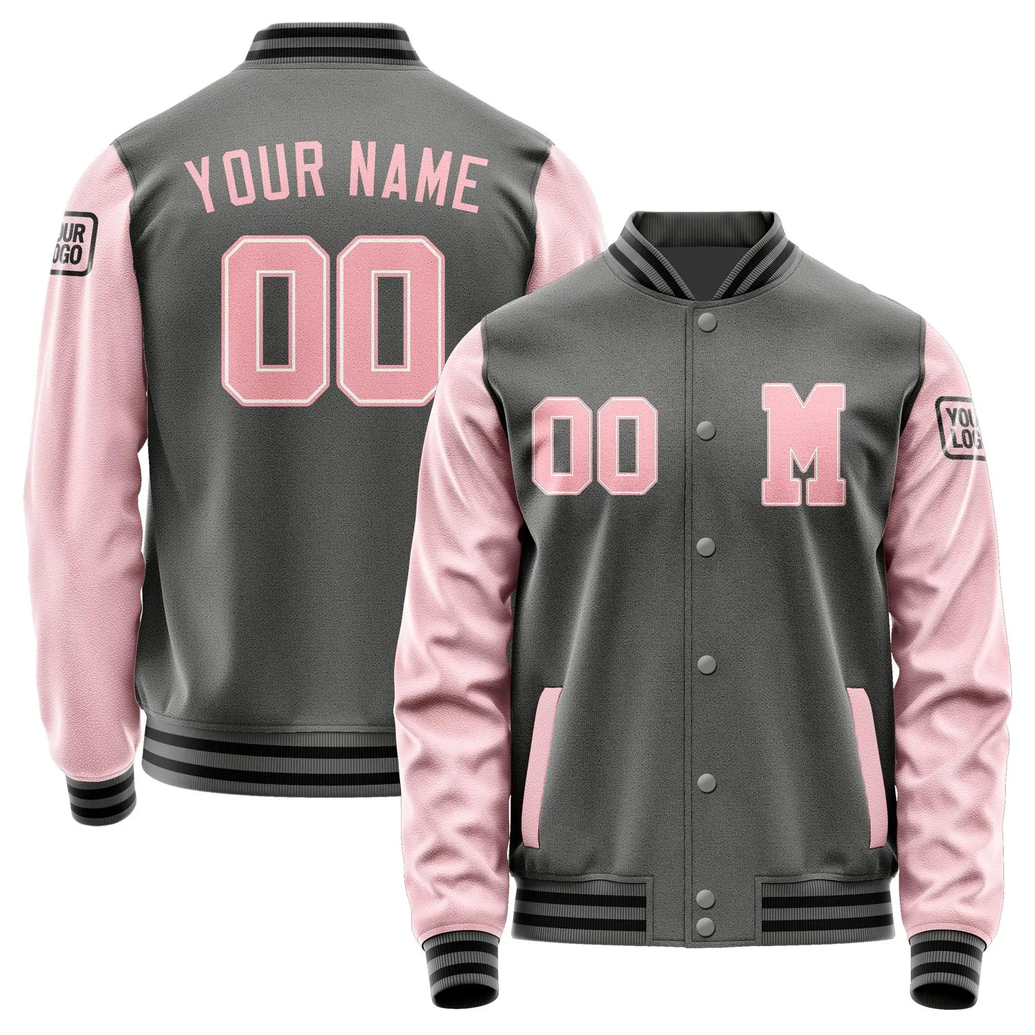 Custom Dark Grey Light Pink Jacket sold by Tailorly