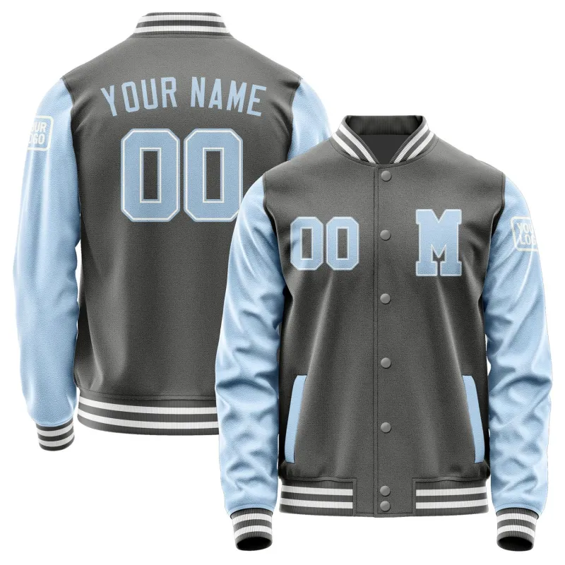Custom Dark Grey Light Blue Jacket sold by Tailorly