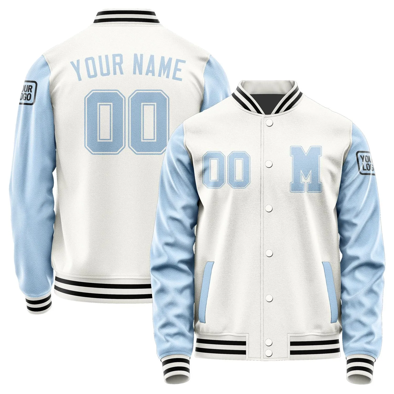 Custom White Light Blue Jacket sold by Tailorly