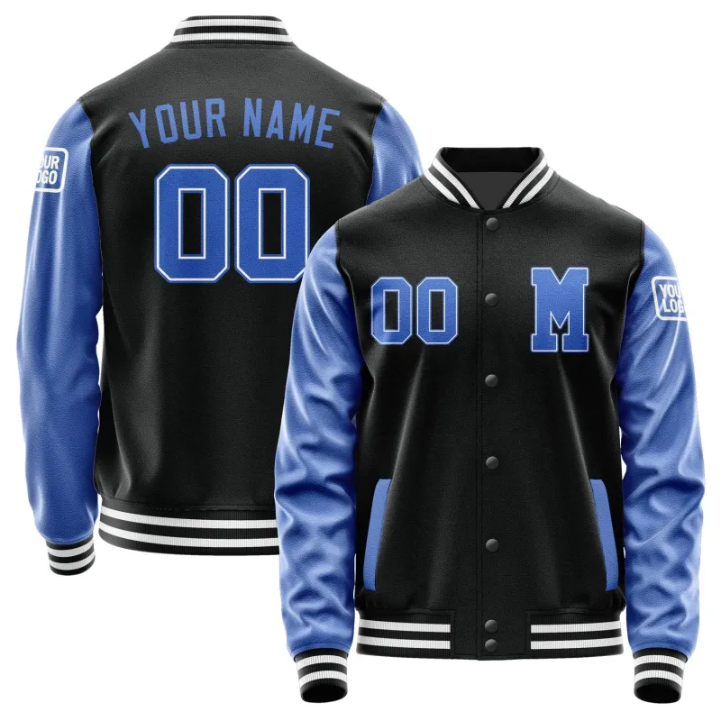 Custom Black Sky Blue Jacket sold by Tailorly