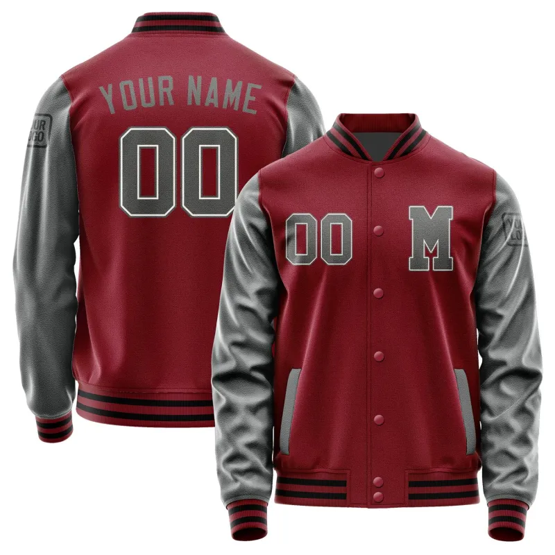 Custom Crimson Red Dark Grey Jacket sold by Tailorly