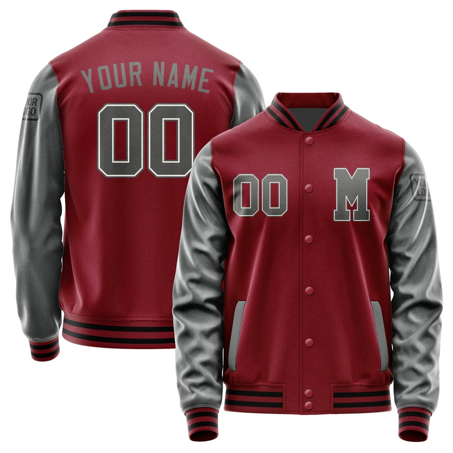 Custom Crimson Red Dark Grey Jacket sold by Tailorly