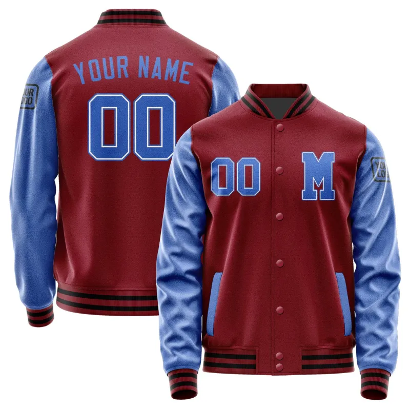 Custom Crimson Red Sky Blue Jacket sold by Tailorly