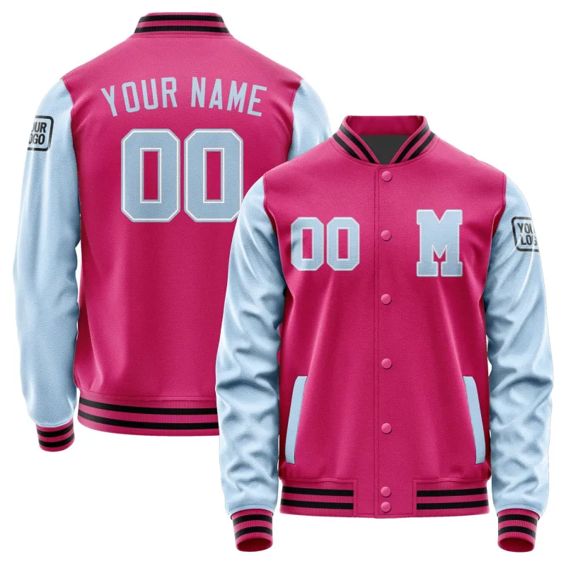 Custom Pink Light Blue Jacket sold by Tailorly