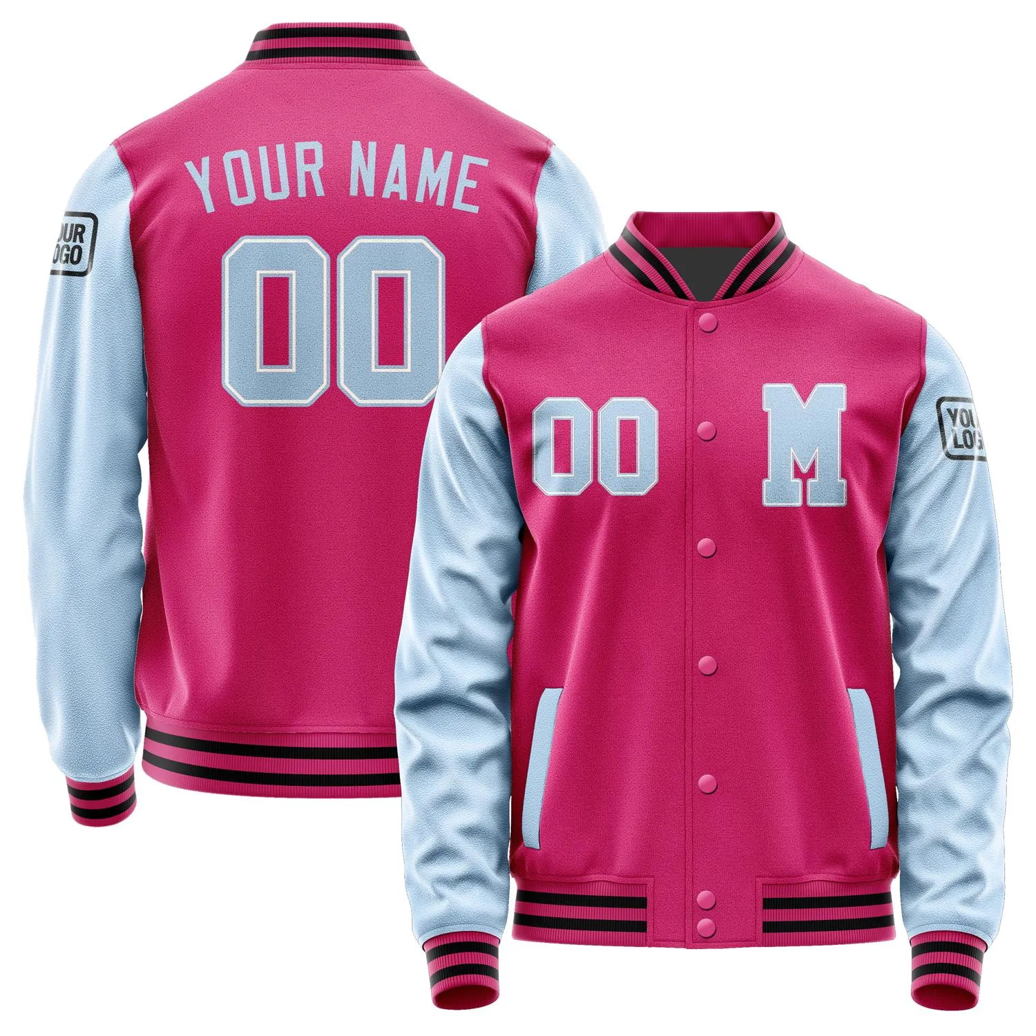 Custom Pink Light Blue Jacket sold by Tailorly