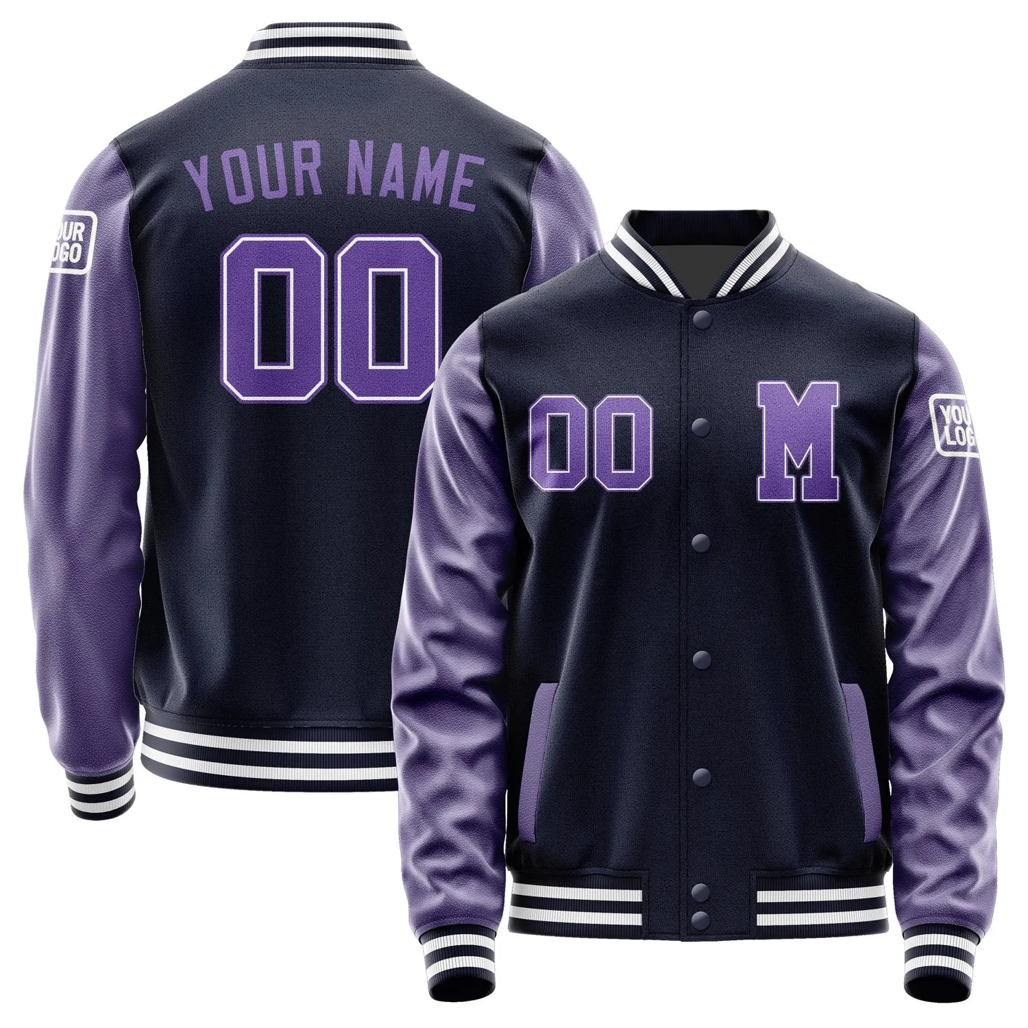 Custom Navy Light Purple Jacket sold by Tailorly
