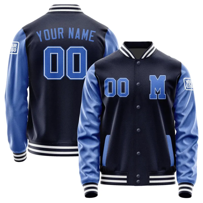 Custom Navy Sky Blue Jacket sold by Tailorly