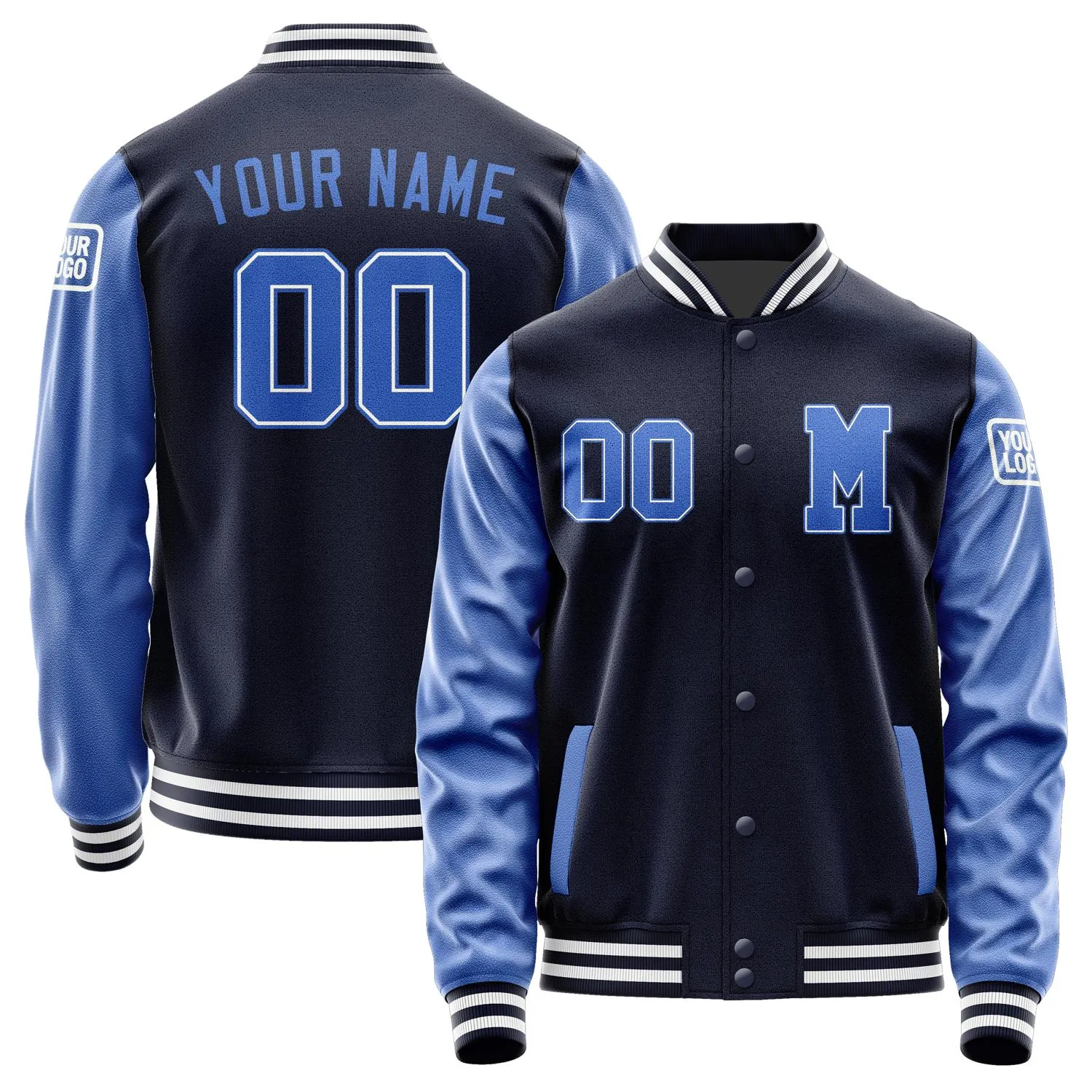 Custom Navy Sky Blue Jacket sold by Tailorly