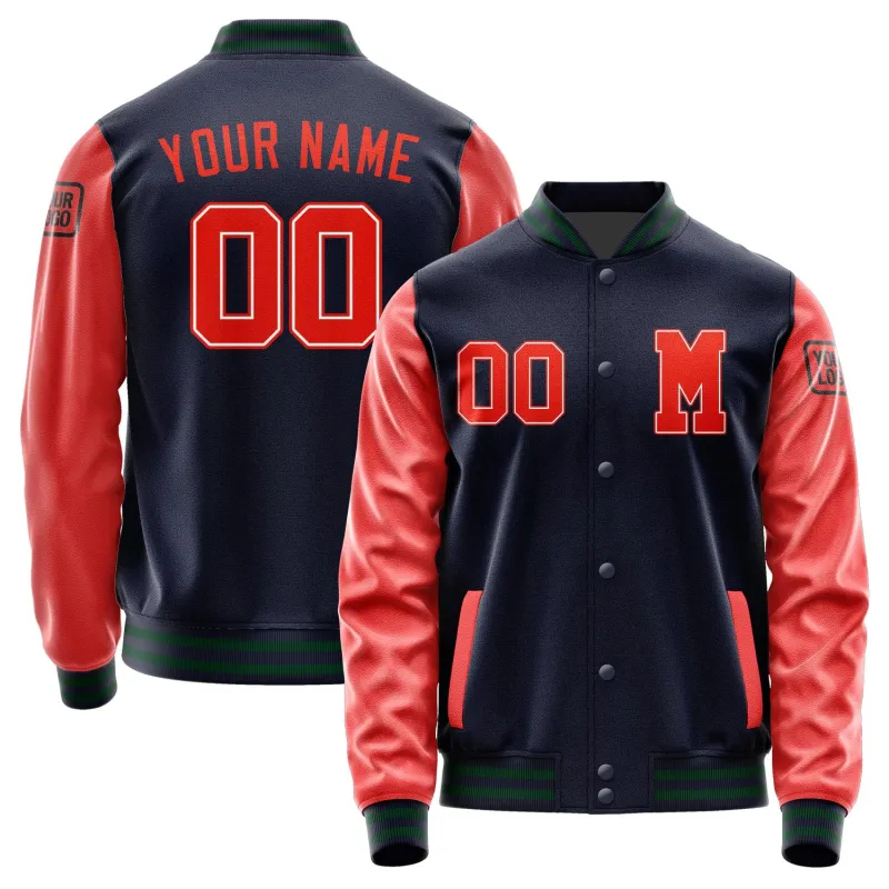 Custom Navy Orange Red Jacket sold by Tailorly