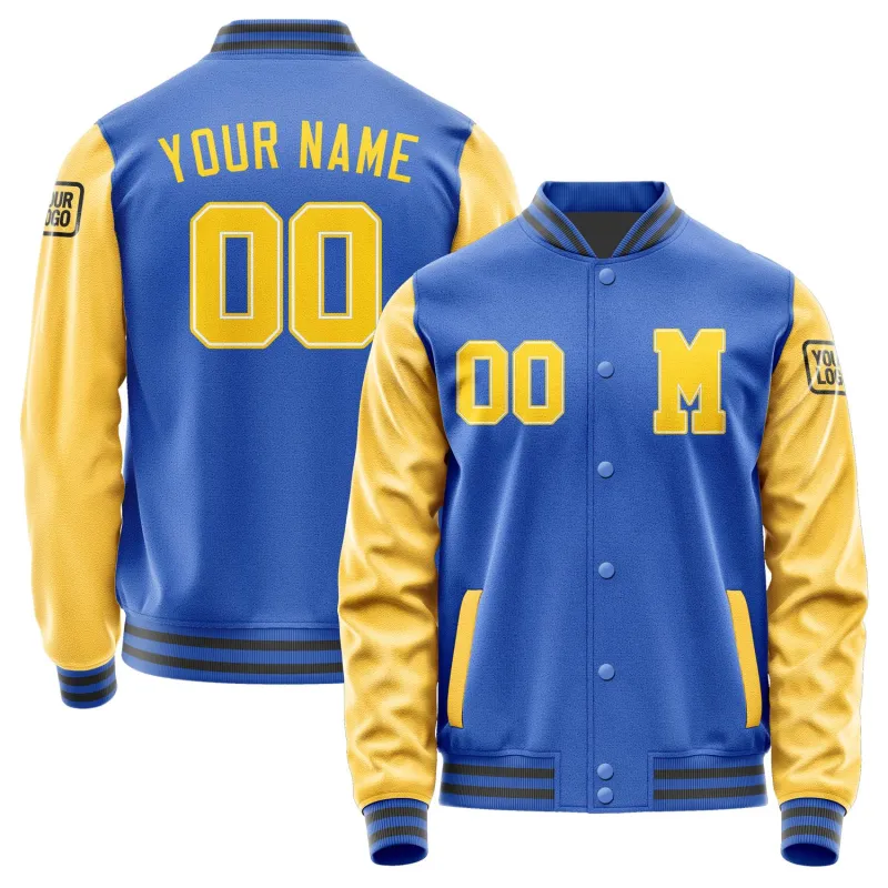 Custom Sky Blue Gold Jacket sold by Tailorly