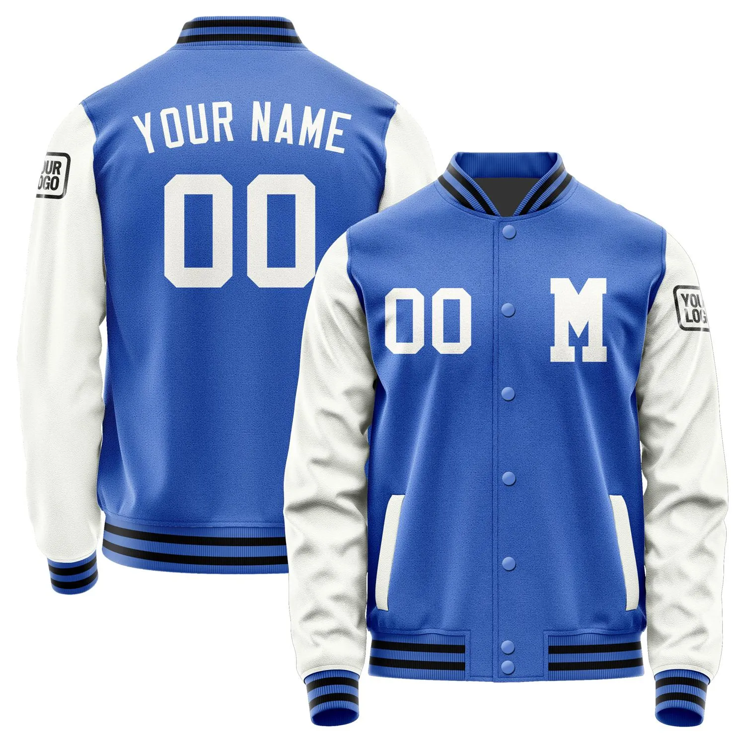 Custom Sky Blue White Jacket sold by Tailorly