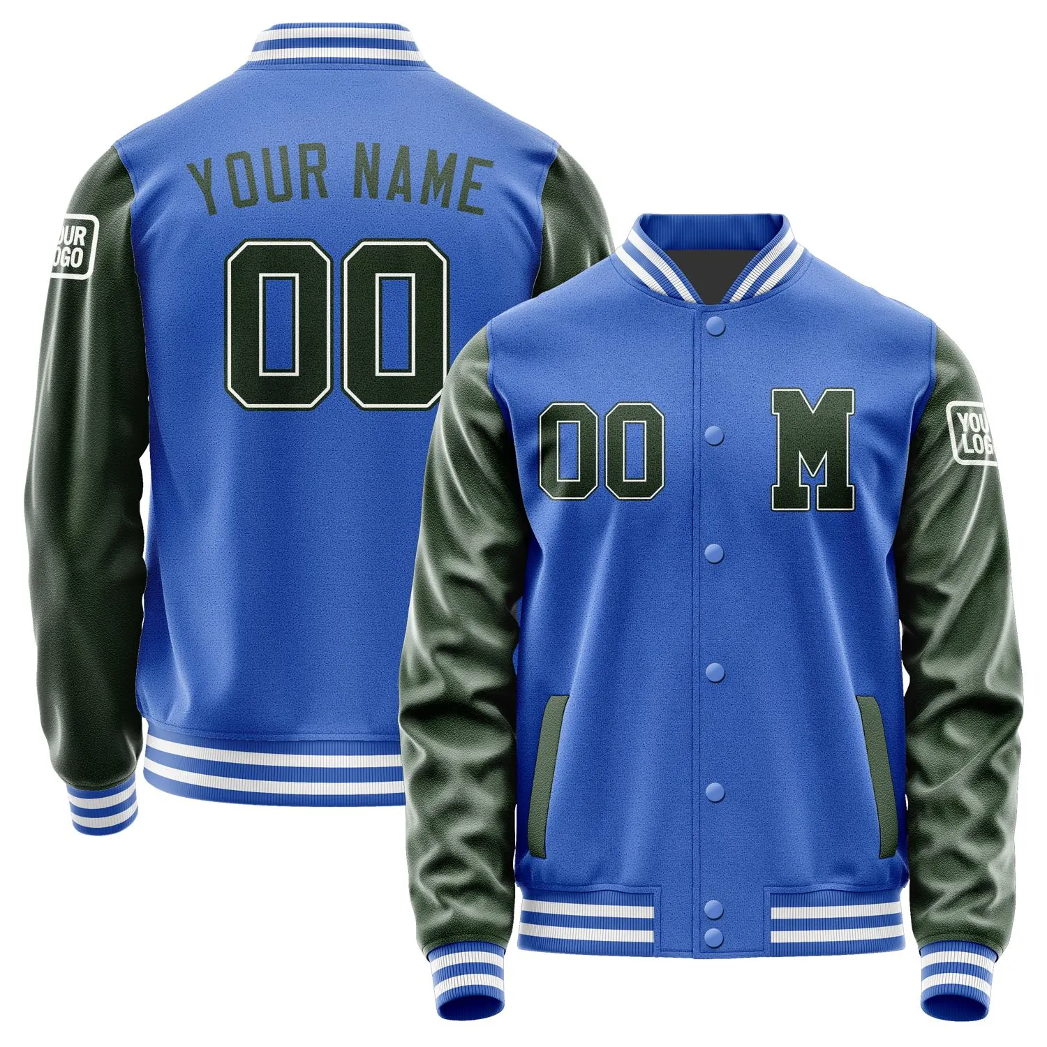 Custom Sky Blue Dark Green Jacket sold by Tailorly