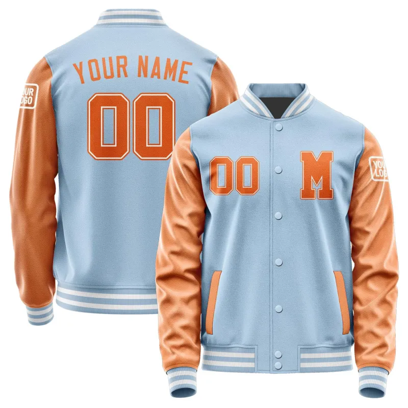 Custom Light Blue Orange Jacket sold by Tailorly