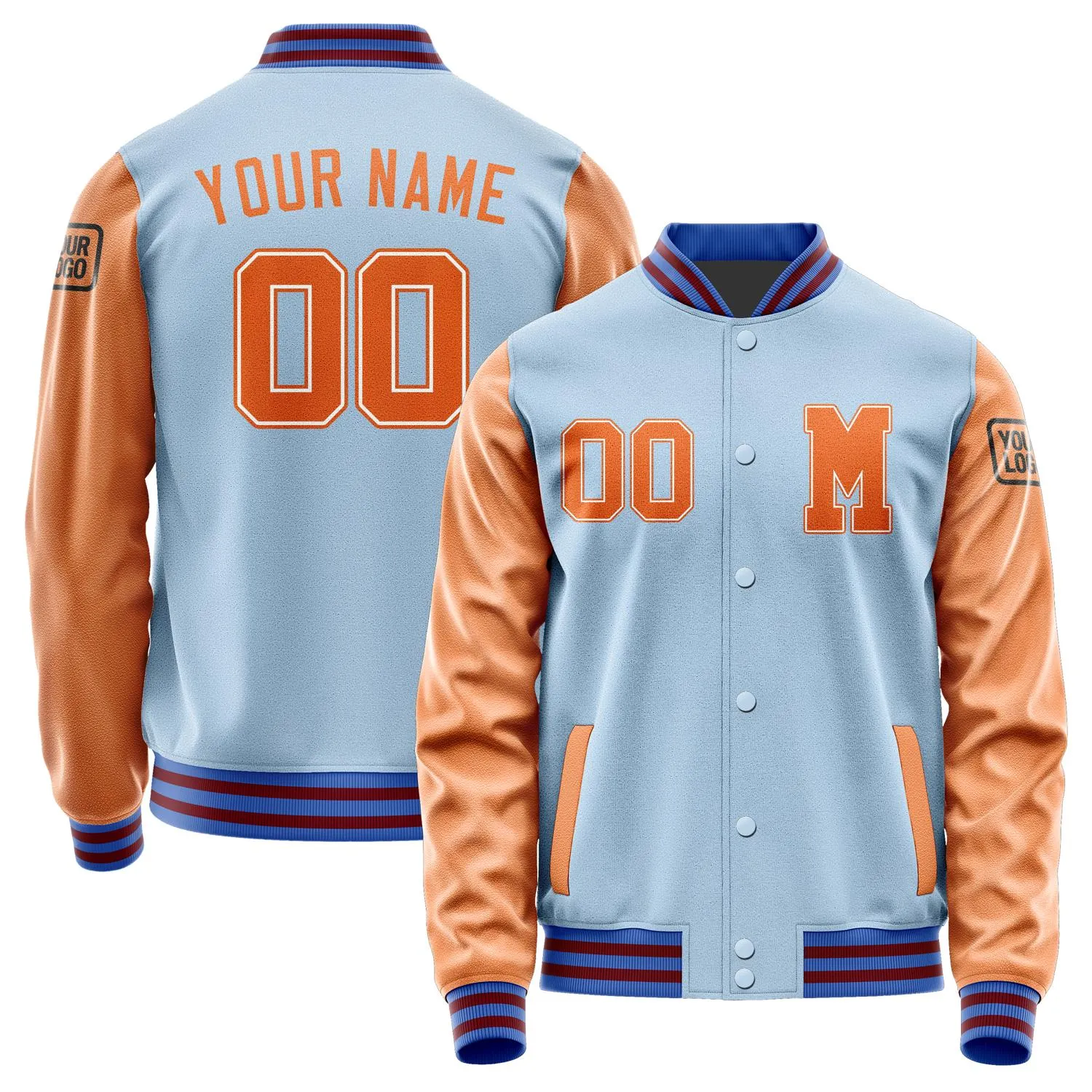 Custom Light Blue Orange Jacket sold by Tailorly