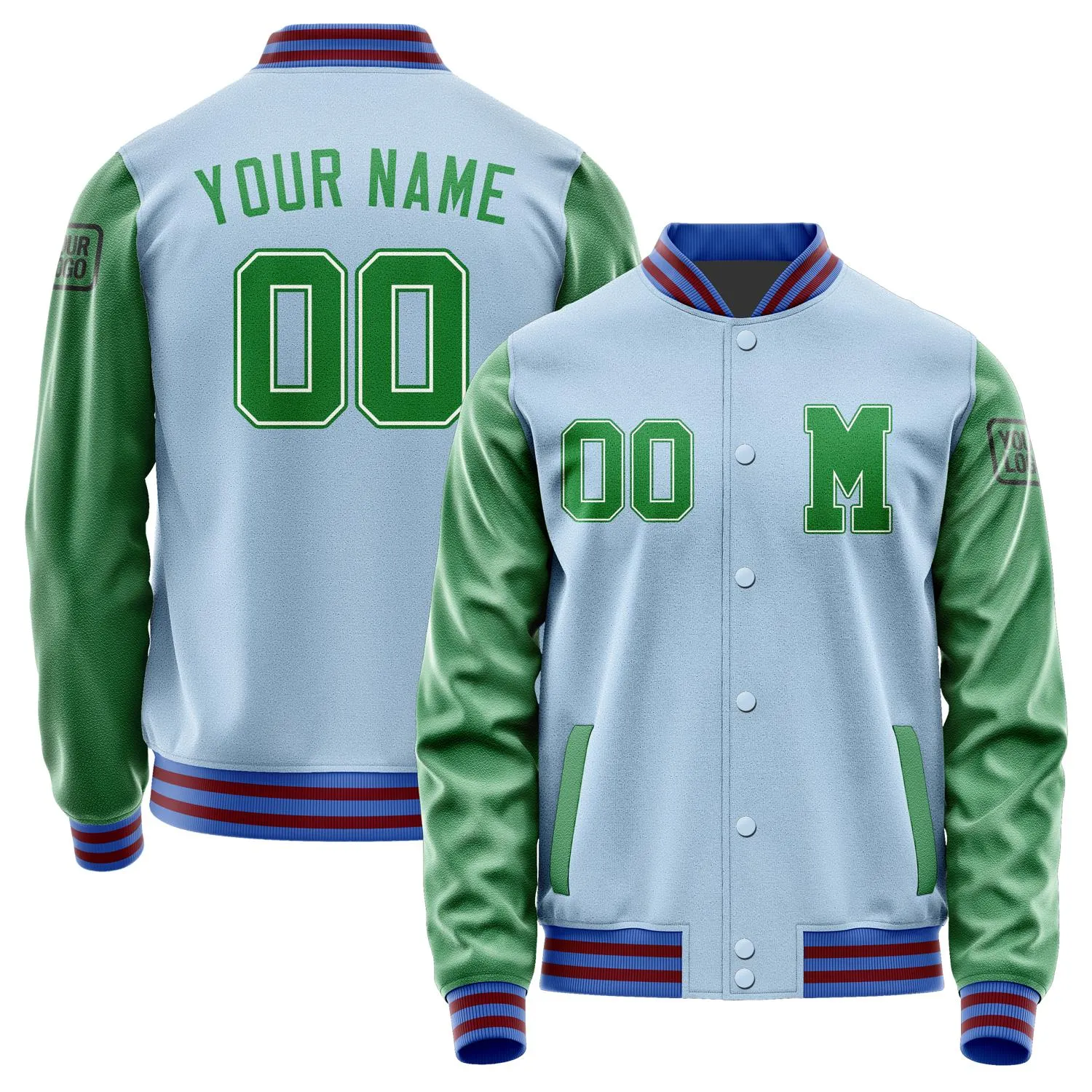 Custom Light Blue Emerald Green Jacket sold by Tailorly