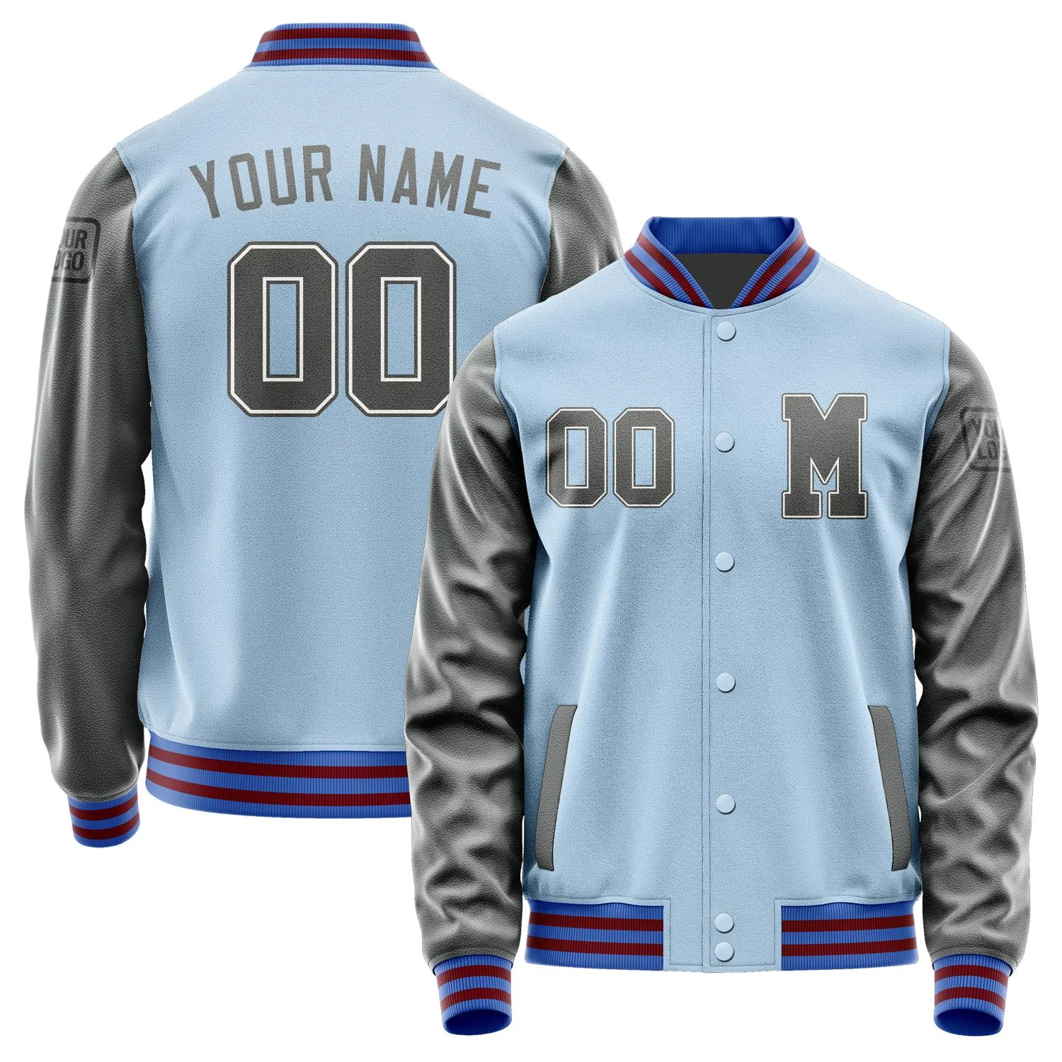 Custom Light Blue Dark Grey Jacket sold by Tailorly