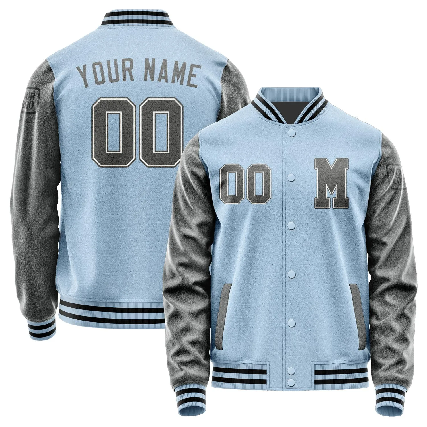 Custom Light Blue Dark Grey Jacket sold by Tailorly