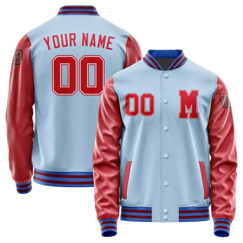 Custom Light Blue Red Jacket sold by Tailorly