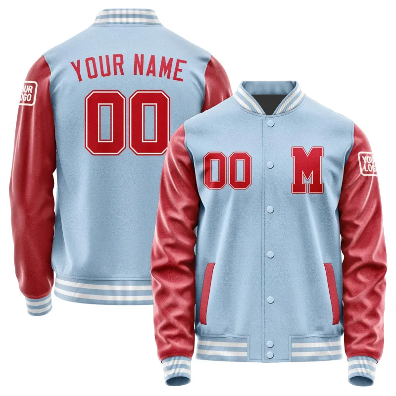 Custom Light Blue Red Jacket sold by Tailorly