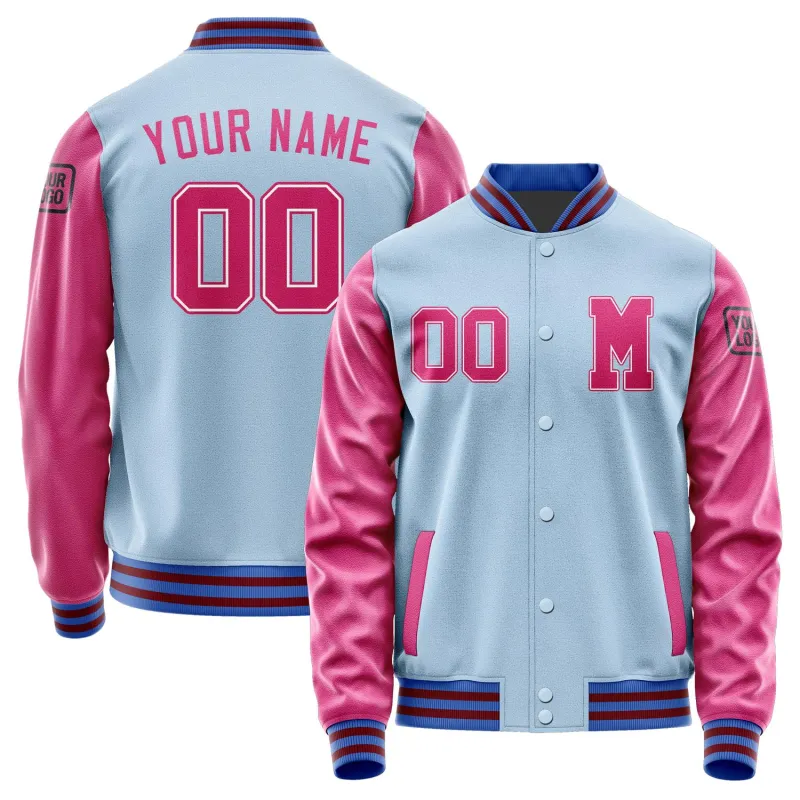 Custom Light Blue Pink Jacket sold by Tailorly