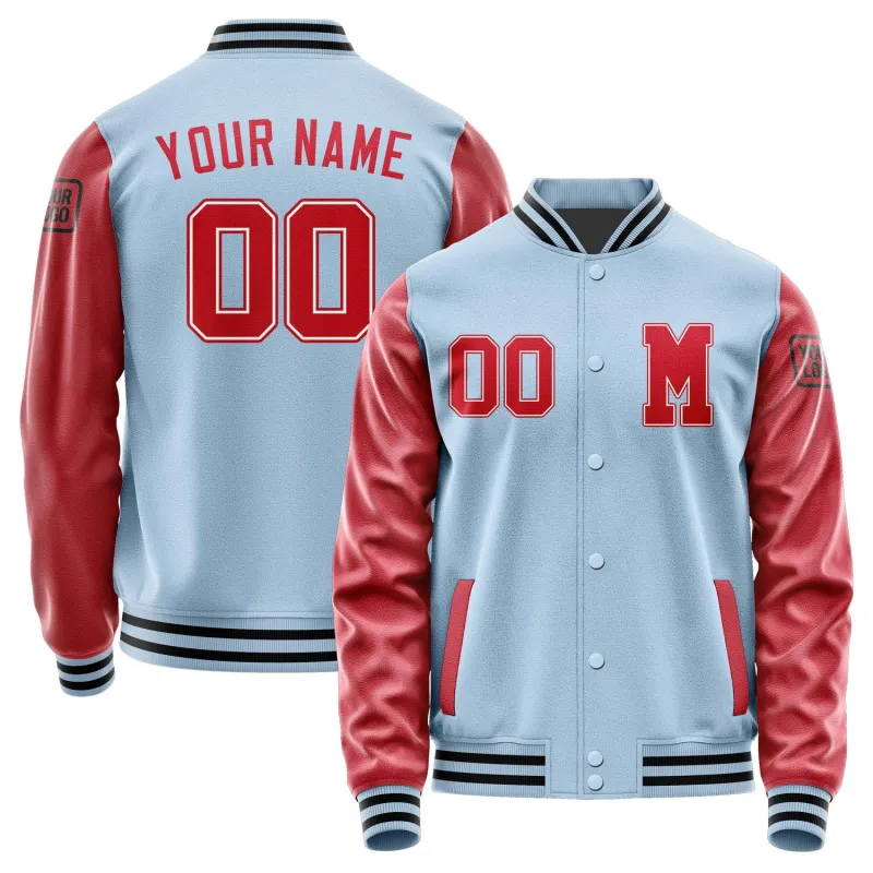 Custom Light Blue Red Jacket sold by Tailorly