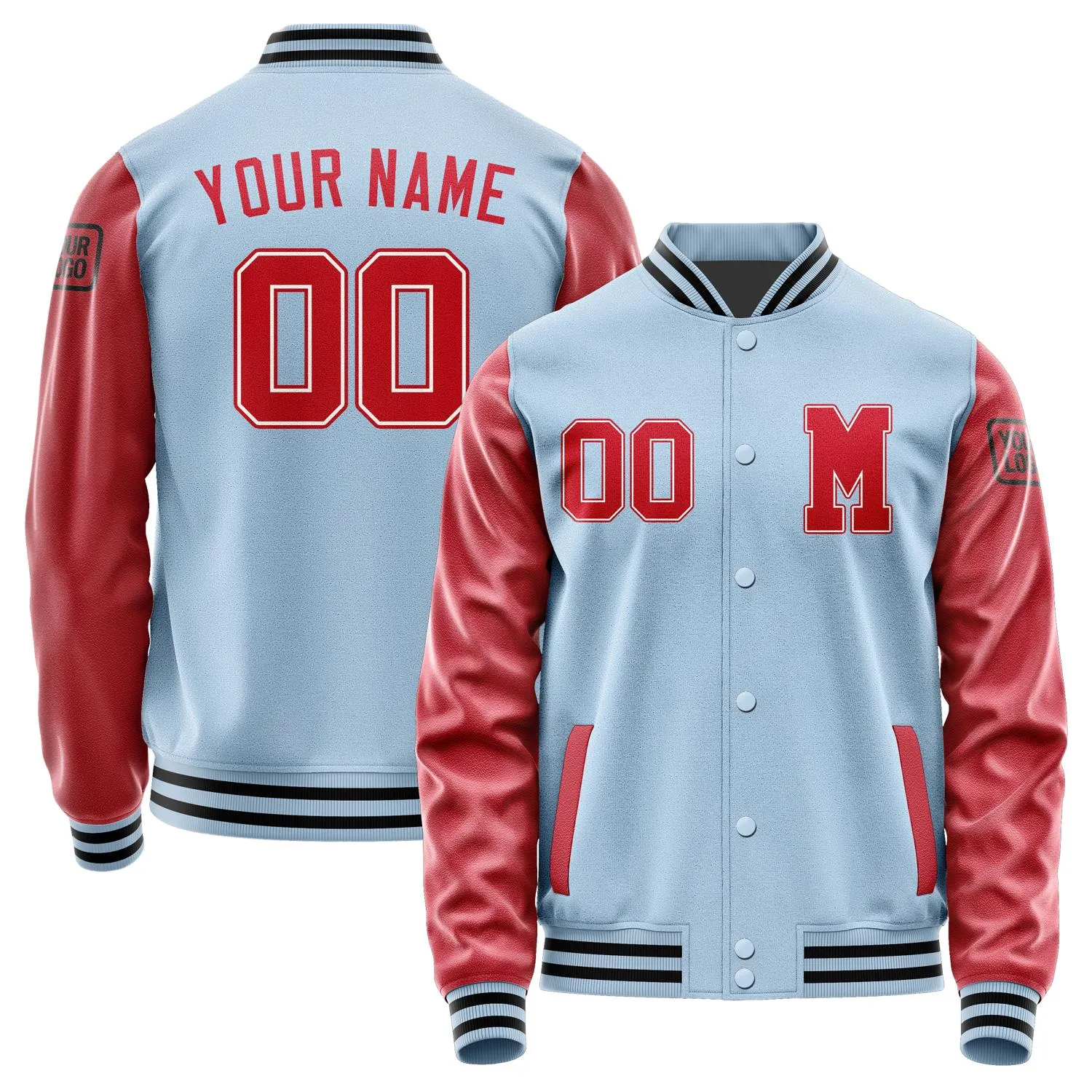 Custom Light Blue Red Jacket sold by Tailorly