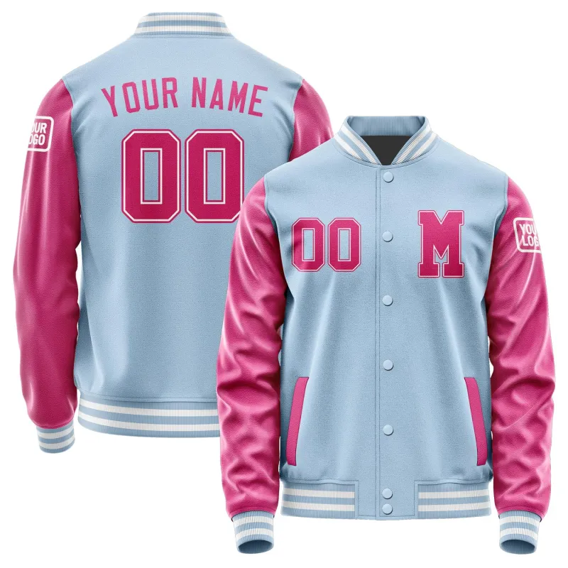 Custom Light Blue Pink Jacket sold by Tailorly