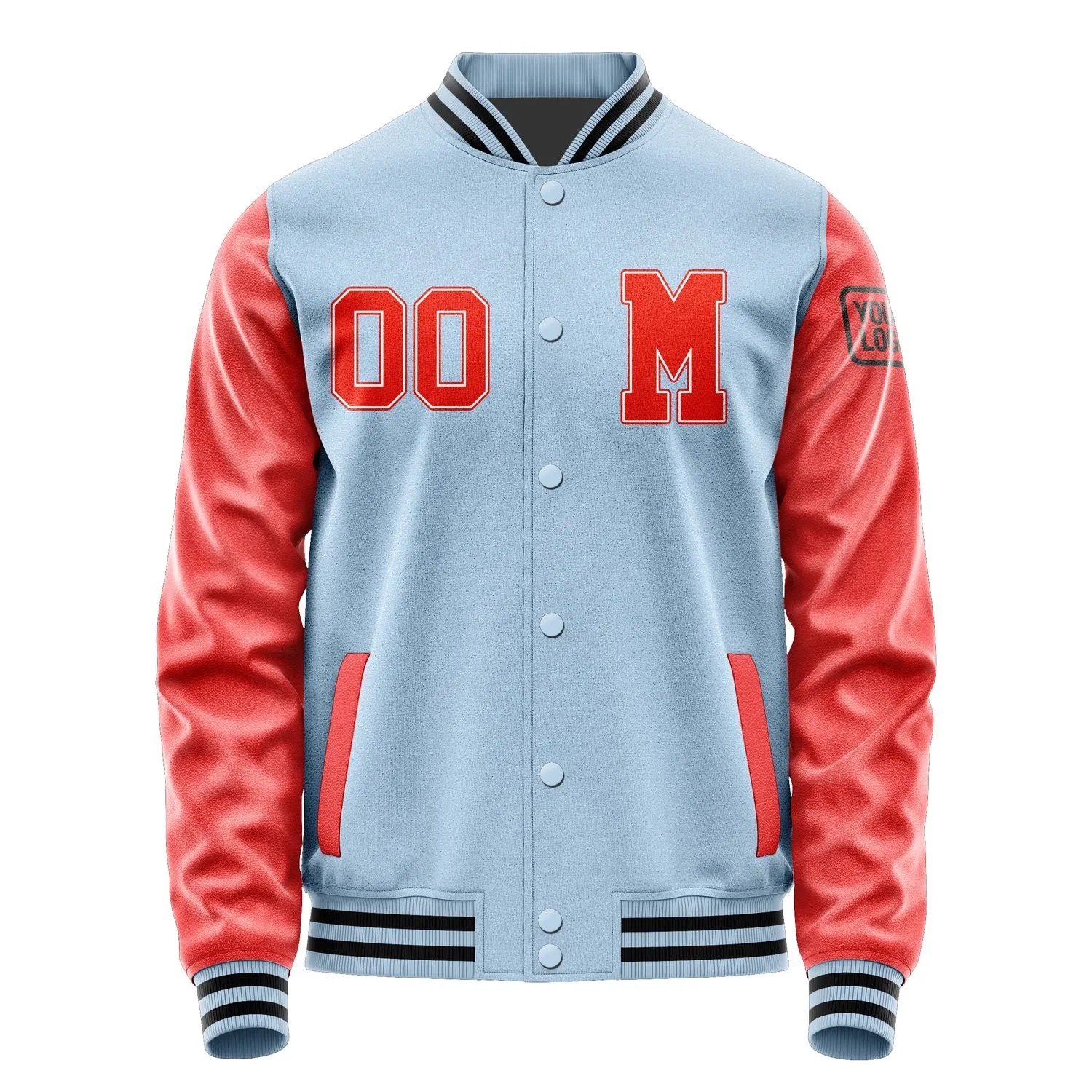Custom Light Blue Orange Red Jacket sold by Tailorly product image thumbnail 4