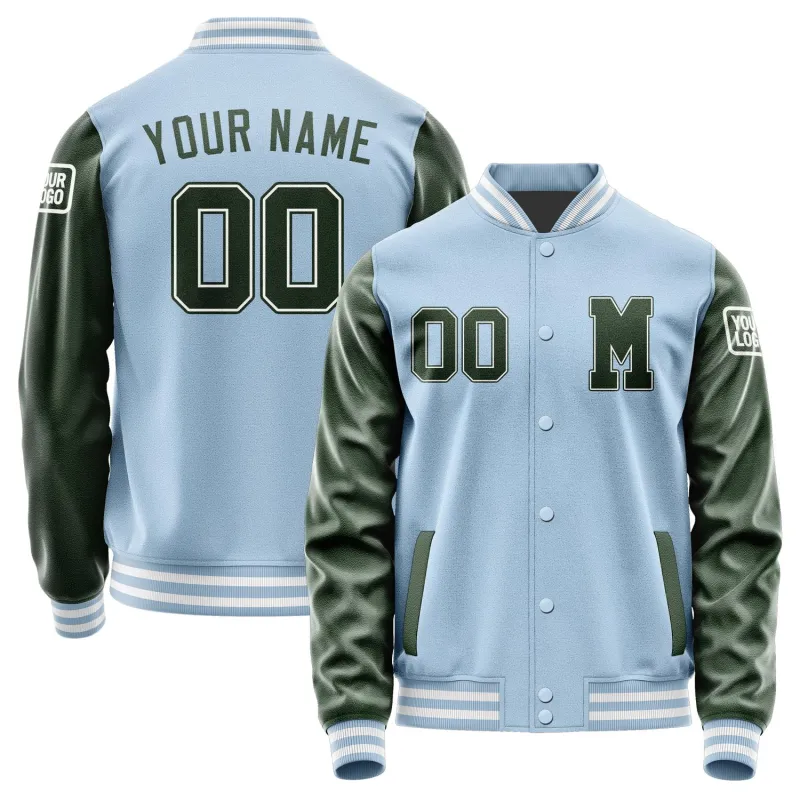 Custom Light Blue Dark Green Jacket sold by Tailorly