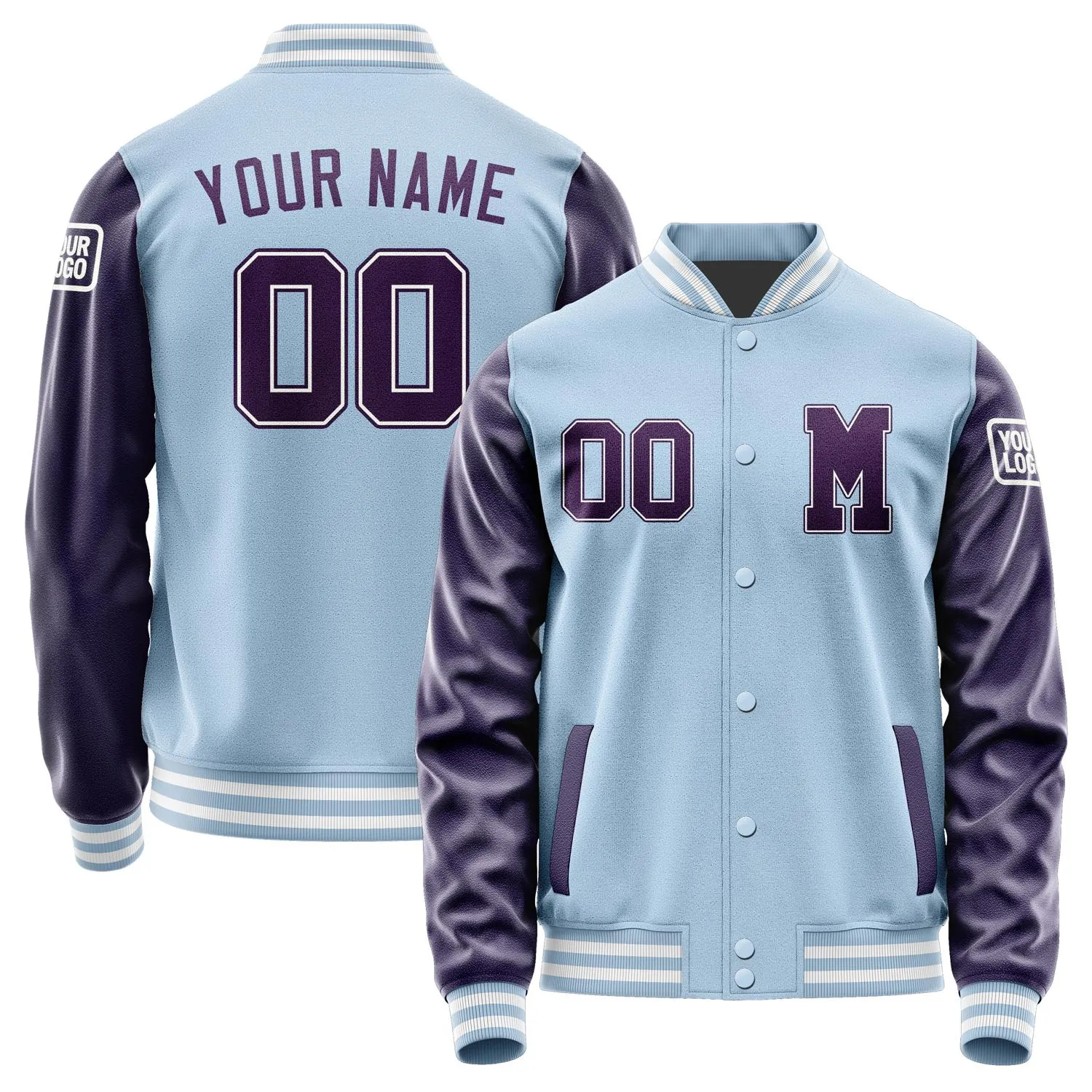 Custom Light Blue Purple Jacket sold by Tailorly